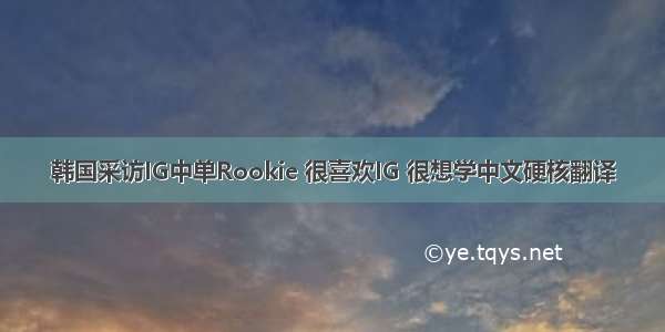 韩国采访IG中单Rookie 很喜欢IG 很想学中文硬核翻译
