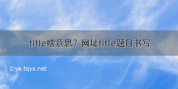 title啥意思？网址title题目书写