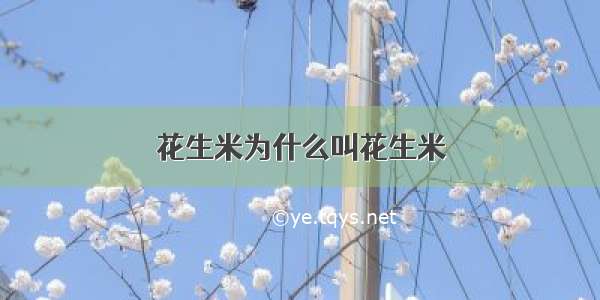 花生米为什么叫花生米