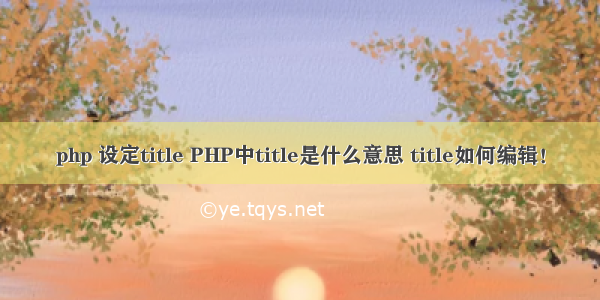 php 设定title PHP中title是什么意思 title如何编辑！