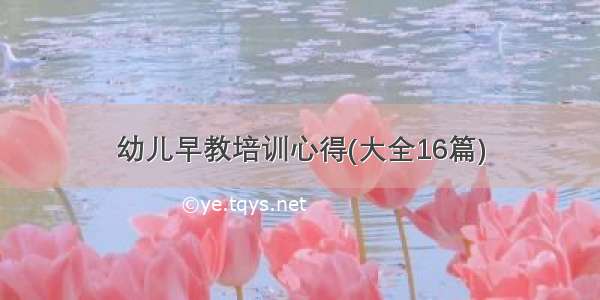 幼儿早教培训心得(大全16篇)