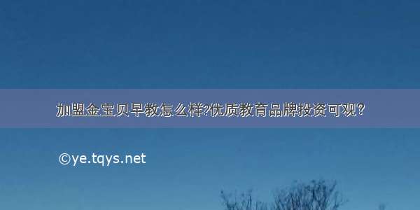 加盟金宝贝早教怎么样?优质教育品牌投资可观？