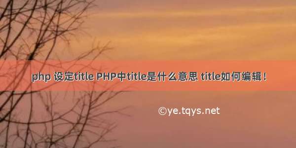 php 设定title PHP中title是什么意思 title如何编辑！