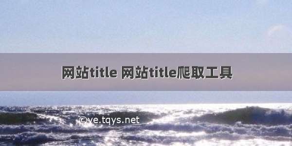 网站title 网站title爬取工具