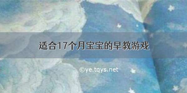 适合17个月宝宝的早教游戏