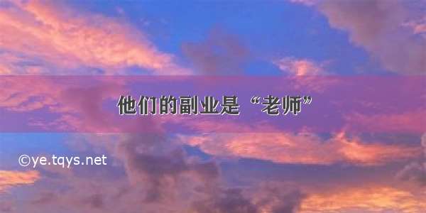 他们的副业是“老师”