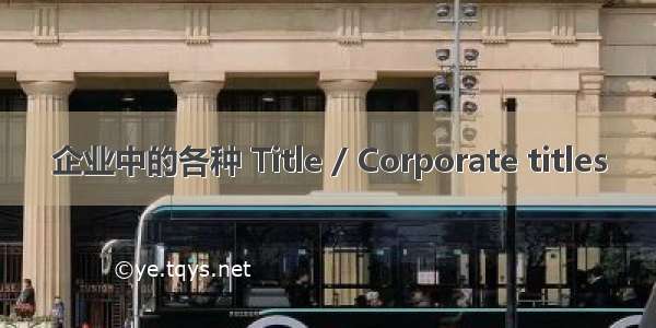 企业中的各种 Title / Corporate titles