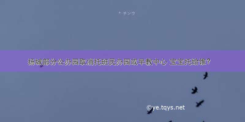 扬城部分公办园取消托班民办园或早教中心 宝宝托给谁？