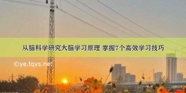 从脑科学研究大脑学习原理 掌握7个高效学习技巧