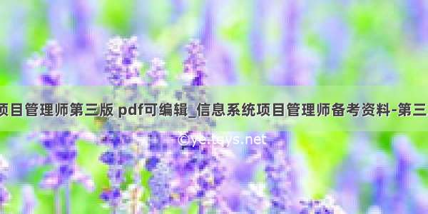 信息系统项目管理师第三版 pdf可编辑_信息系统项目管理师备考资料-第三版（1）...