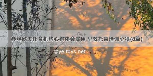 参观欧美托育机构心得体会实用 早教托育培训心得(8篇)