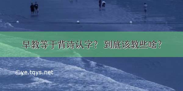 早教等于背诗认字？ 到底该教些啥？