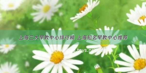 上海三大早教中心排行榜 上海知名早教中心推荐