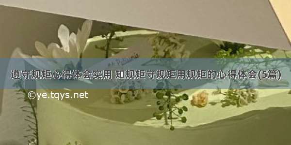 遵守规矩心得体会实用 知规矩守规矩用规矩的心得体会(5篇)