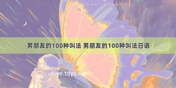 男朋友的100种叫法 男朋友的100种叫法日语