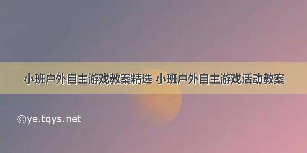 小班户外自主游戏教案精选 小班户外自主游戏活动教案