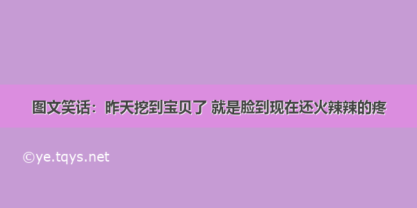 图文笑话：昨天挖到宝贝了 就是脸到现在还火辣辣的疼