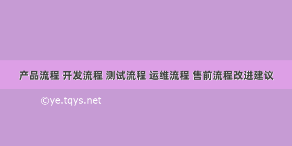 产品流程 开发流程 测试流程 运维流程 售前流程改进建议