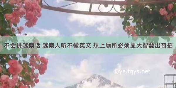 不会讲越南话 越南人听不懂英文 想上厕所必须靠大智慧出奇招