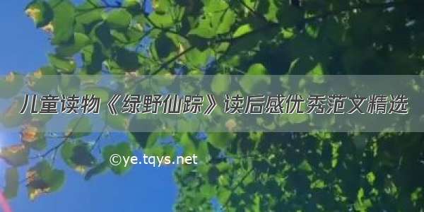 儿童读物《绿野仙踪》读后感优秀范文精选