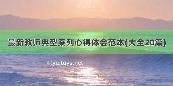 最新教师典型案列心得体会范本(大全20篇)