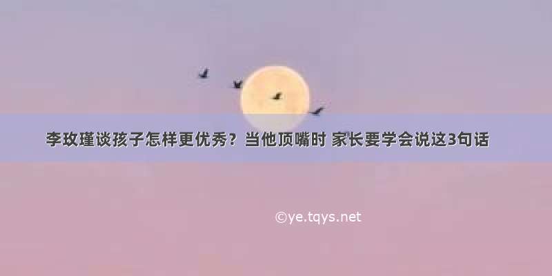 李玫瑾谈孩子怎样更优秀？当他顶嘴时 家长要学会说这3句话