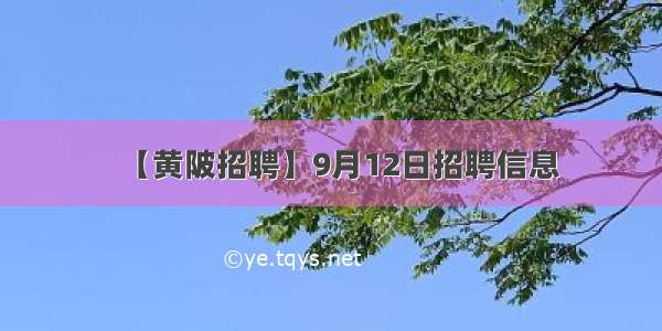 【黄陂招聘】9月12日招聘信息