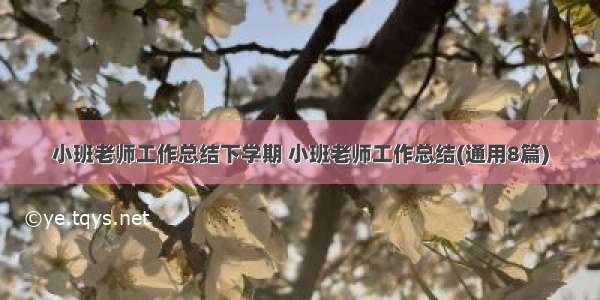 小班老师工作总结下学期 小班老师工作总结(通用8篇)