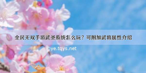 全民无双手游武圣系统怎么玩？可附加武将属性介绍