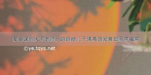 爱备课的大宇老师：妈妈给儿子读英语发音如原声磁带