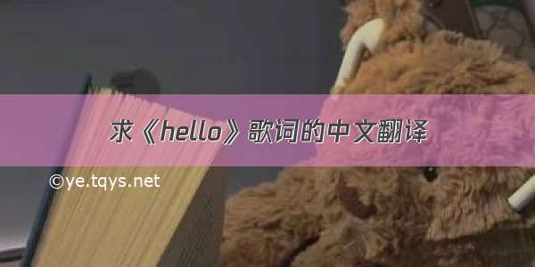 求《hello》歌词的中文翻译
