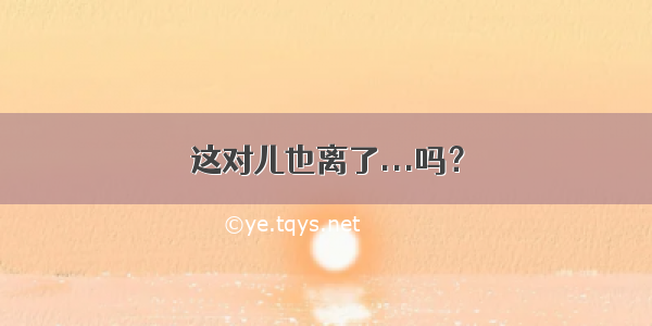 这对儿也离了...吗？