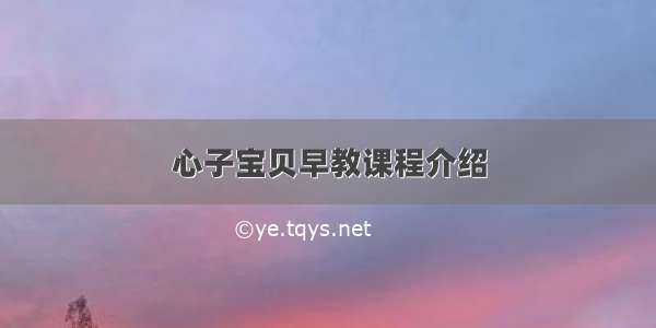 心子宝贝早教课程介绍