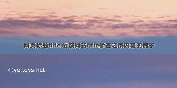 网页标题title 截获网站title标签之家内容的例子