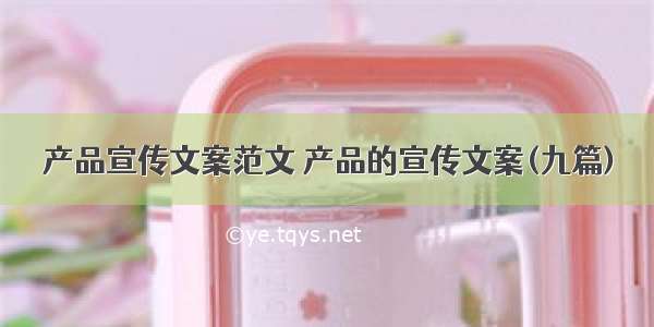 产品宣传文案范文 产品的宣传文案(九篇)