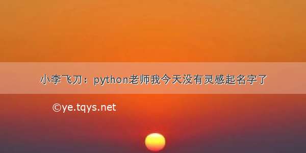 小李飞刀：python老师我今天没有灵感起名字了