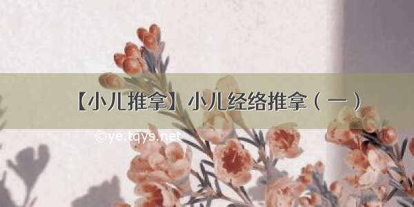 【小儿推拿】小儿经络推拿（一）