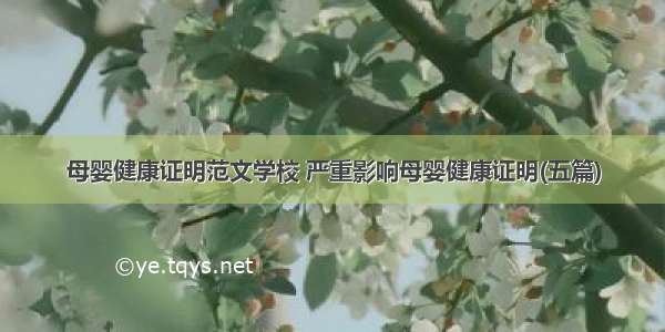 母婴健康证明范文学校 严重影响母婴健康证明(五篇)