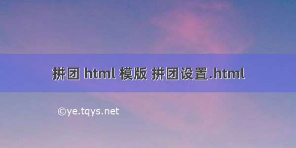 拼团 html 模版 拼团设置.html