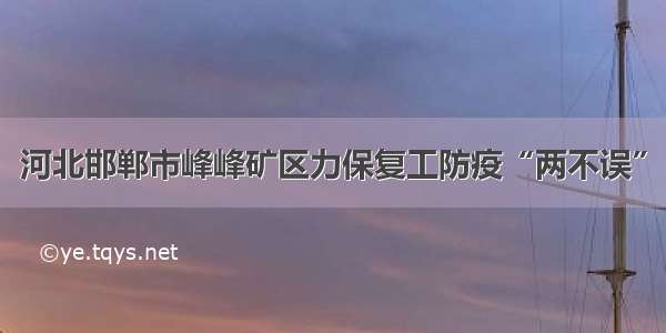 河北邯郸市峰峰矿区力保复工防疫“两不误”