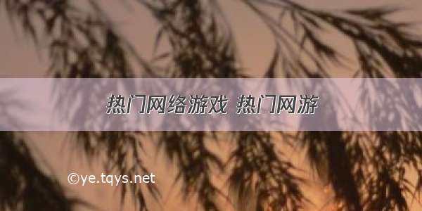 热门网络游戏 热门网游