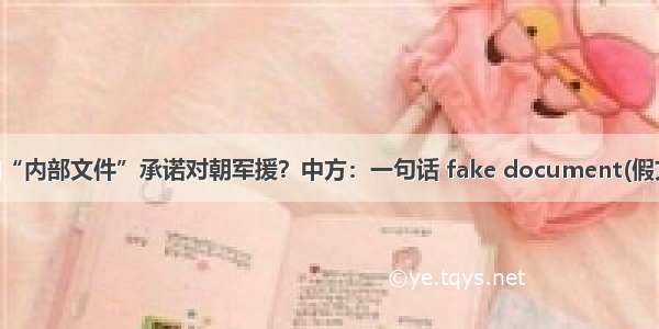 中国“内部文件”承诺对朝军援？中方：一句话 fake document(假文件)