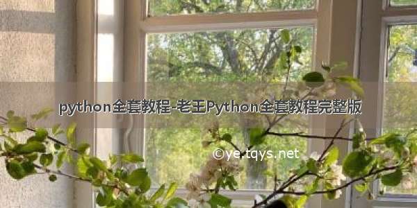 python全套教程-老王Python全套教程完整版