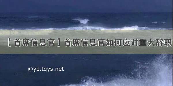 【首席信息官】首席信息官如何应对重大辞职