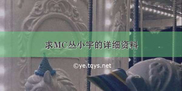 求MC丛小宇的详细资料