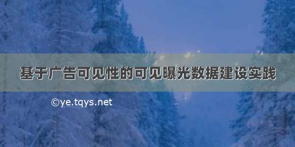 基于广告可见性的可见曝光数据建设实践