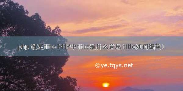 php 设定title PHP中title是什么意思 title如何编辑！