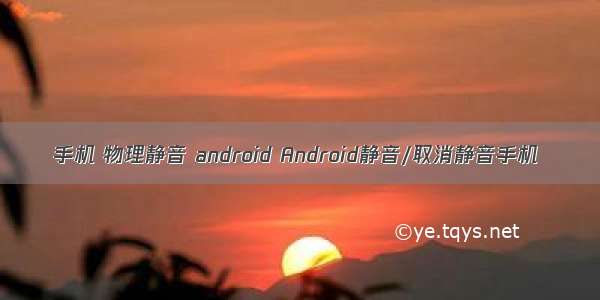 手机 物理静音 android Android静音/取消静音手机