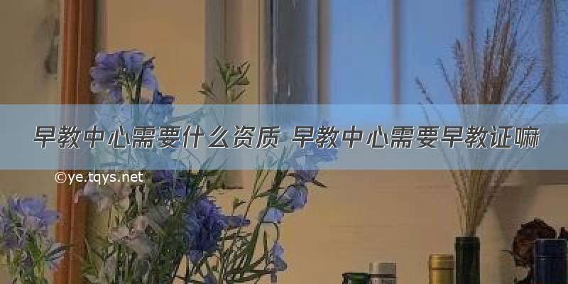 早教中心需要什么资质 早教中心需要早教证嘛