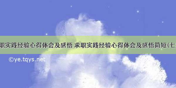 求职实践经验心得体会及感悟 求职实践经验心得体会及感悟简短(七篇)